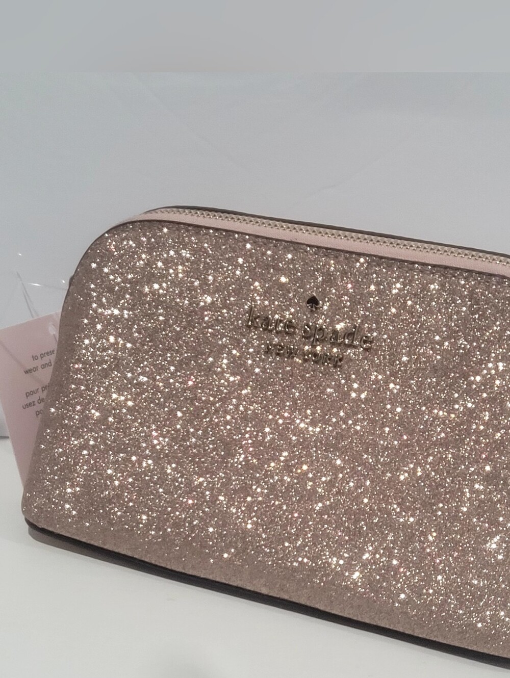 Kate Spade New York Pink Glitter Cosmetic Pouch NWOT - Picture 4 of 13